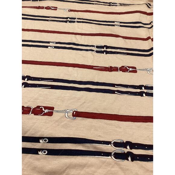 Strappy Buckle 360 Degree Print Vintage Turtleneck Jersey Knit Top Shirt L Cool - Picture 4 of 5